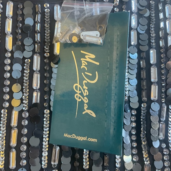 NWT Mac Duggal Midi Sequined Embellished High Neck Long Sleeve Fitted Dress - Picture 7 of 7